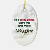 ソーシャルワーカーのユーモア、ホリデーカラー セラミックオーナメント (左)