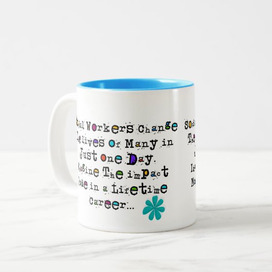 ソーシャルワーカーの引用文のコーヒー・マグ ツートーンマグカップ (正面左)