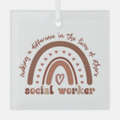 ソーシャルワーカーの感謝の卒業式の贈り物 ガラスオーナメント (正面)