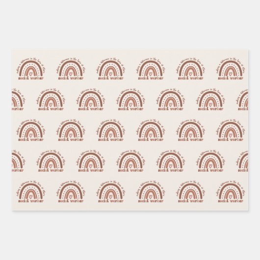 ソーシャルワーカーの感謝の卒業式の贈り物 ラッピングペーパーシート (正面3)