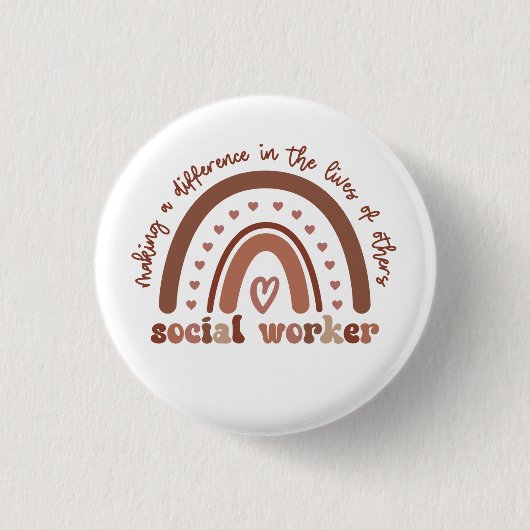 ソーシャルワーカーの感謝の卒業式の贈り物 缶バッジ (正面)