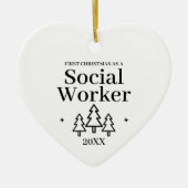 ソーシャルワーカーの新しいジョブのクリスマス セラミックオーナメント (正面)