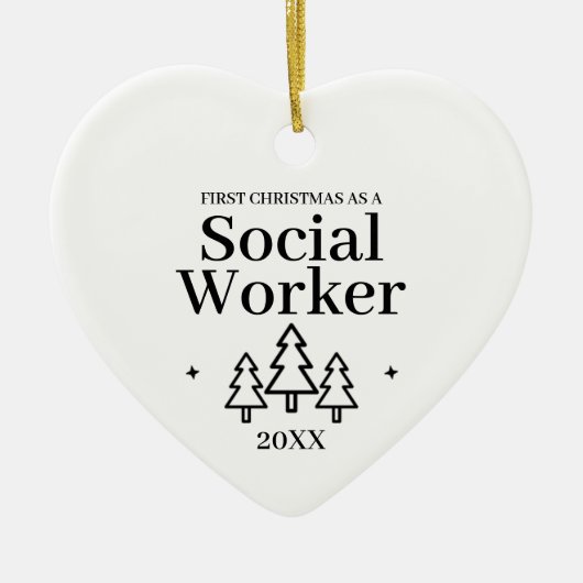 ソーシャルワーカーの新しいジョブのクリスマス セラミックオーナメント (正面)