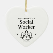 ソーシャルワーカーの新しいジョブのクリスマス セラミックオーナメント (裏面)