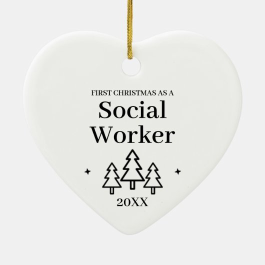 ソーシャルワーカーの新しいジョブのクリスマス セラミックオーナメント (裏面)