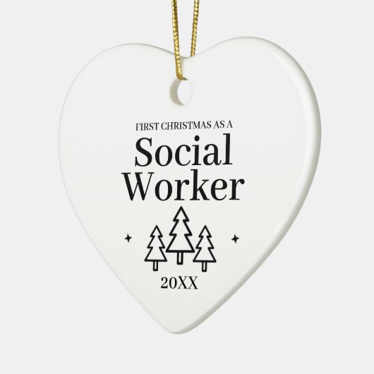 ソーシャルワーカーの新しいジョブのクリスマス セラミックオーナメント (左)