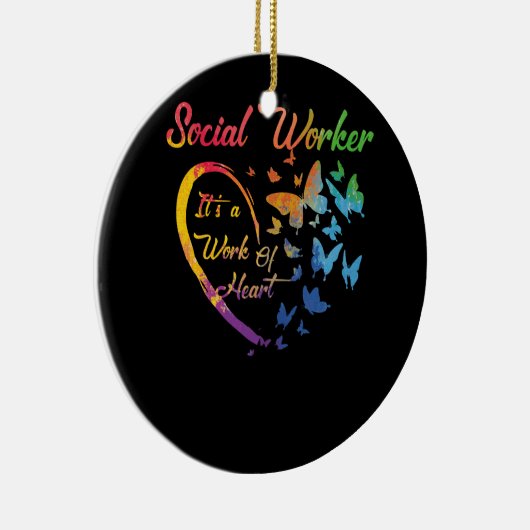 ソーシャルワーカーはItをサポートするハートカラフの作品 セラミックオーナメント (右)