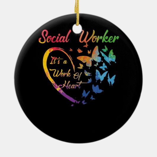 ソーシャルワーカーはItをサポートするハートカラフの作品 セラミックオーナメント (裏面)