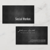 ソーシャルワーカーカッコいいブラックメタルシンプル 名刺 (正面/裏面)