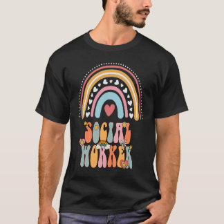 ソーシャルワーカーグルーヴィレトロヴィンテージレインボーソーシャル Tシャツ
