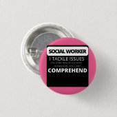 ソーシャルワーカーコーヒーマグTシャツ装飾用クッショングラス 缶バッジ (正面&裏面)