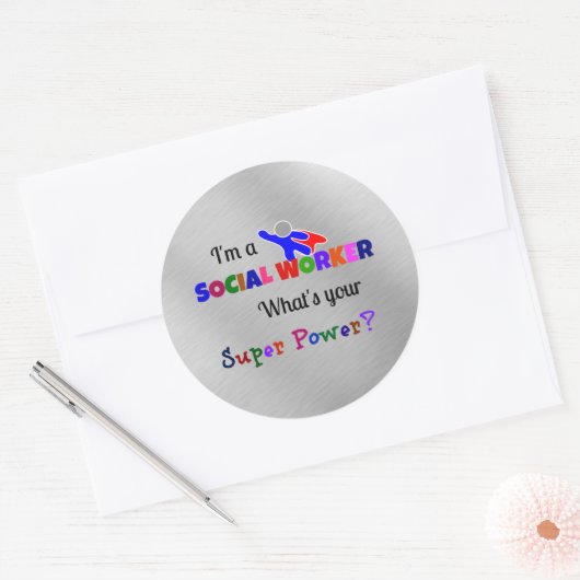 ソーシャルワーカースーパーヒーローおもしろいデザイン ラウンドシール (封筒)