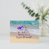 ソーシャルワーカースーパーヒーロー、ソーシャルワーカーユーモア ポストカード (スタンド正面)