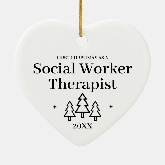 ソーシャルワーカーセラピスト新しいジョブのクリスマス セラミックオーナメント (裏面)