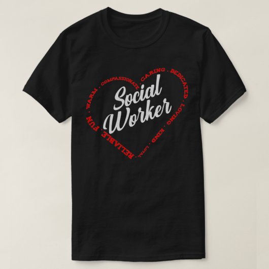ソーシャルワーカーハート職業作業報感謝ギフト Tシャツ (デザイン正面)