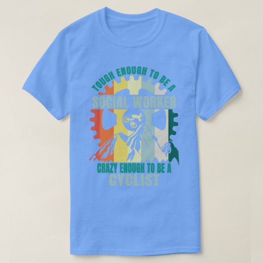 ソーシャルワーカーバイクもしくは自転車に乗る人デザイン Tシャツ (デザイン正面)
