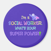 ソーシャルワーカーパステル文字ファンキーデザイン マグネット (正面)