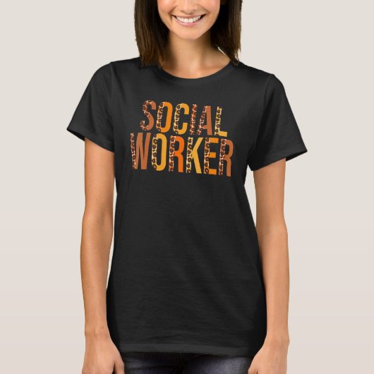 ソーシャルワーカーヒョウ分隊かわいい秋秋感謝してい Tシャツ (正面)