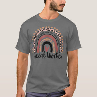 ソーシャルワーカーヒョウ虹ソーシャルワーククリスマ Tシャツ