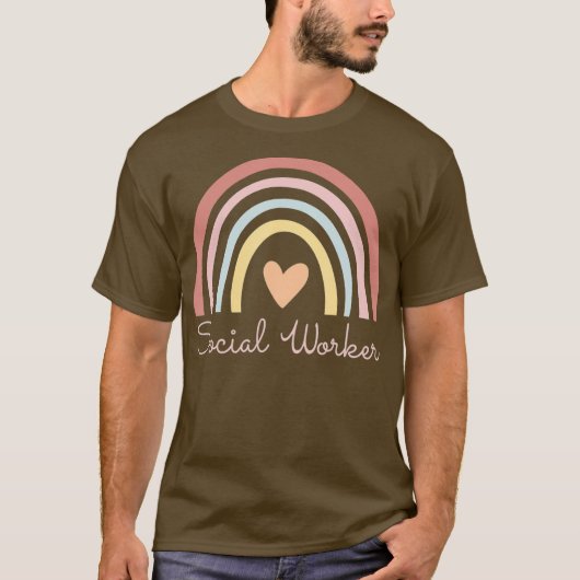 ソーシャルワーカーヒョウ虹ソーシャルワーク Tシャツ (正面)