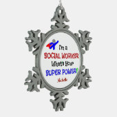 ソーシャルワーカーユーモア、カスタマイズ可能なデザイン スノーフレークピューターオーナメント (左)