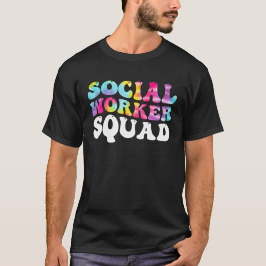 ソーシャルワーカー分隊ウィーク絞り染めマッチングメンズウォーム Tシャツ (正面)