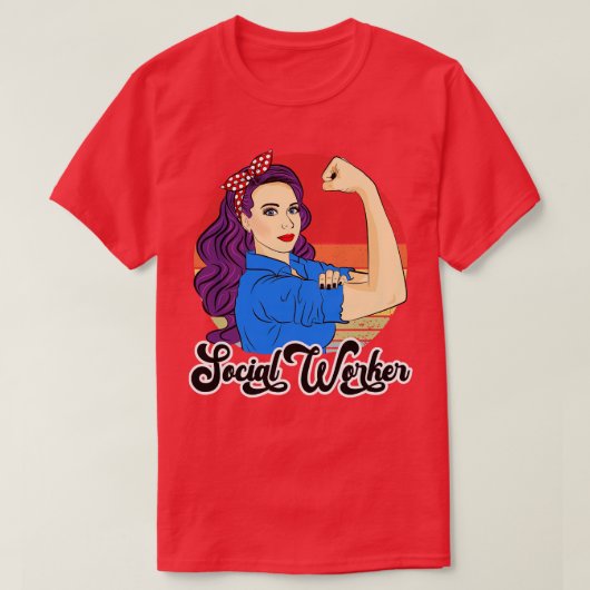 ソーシャルワーカー女性ギフトヴィンテージケースワーカーストロン Tシャツ (デザイン正面)