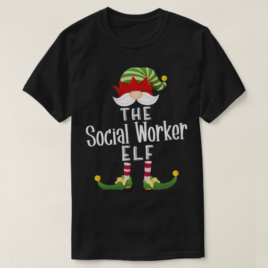ソーシャルワーカー小妖精や小人グループクリスマスおもしろいパジャマパー Tシャツ (デザイン正面)