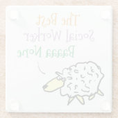 ソーシャルワーカー用ガラスコースターのための羊のデザイン ガラスコースター (裏面)