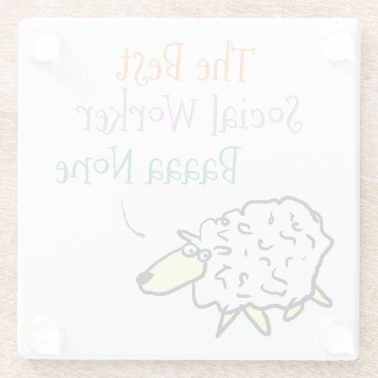 ソーシャルワーカー用ガラスコースターのための羊のデザイン ガラスコースター (裏面)