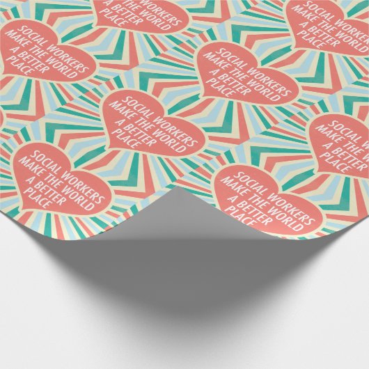 ソーシャルワーカー誕生日かわいいハートパターン ラッピングペーパー (角)