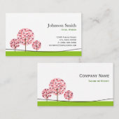 ソーシャルワーカー – かわいいピンクの願いツリーロゴ 名刺 (正面/裏面)