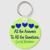 ソーシャルワーカー「すべての回答、すべての質問」 キーホルダー (正面)