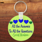 ソーシャルワーカー「すべての回答、すべての質問」 キーホルダー (正面)