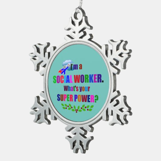 ソーシャルワーカー、クリスマスデザイン スノーフレークピューターオーナメント (右)