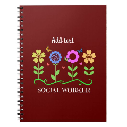ソーシャルワーカー，グラフィック花，テンプレート, ノートブック (正面)
