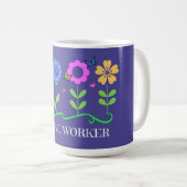 "ソーシャルワーカー" グラフィック 春の花 コーヒーマグカップ (正面右)