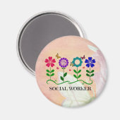 ソーシャルワーカー、パステル・スプリングタイムデザイン、 マグネット (正面/裏面)