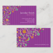 ソーシャルワーカー – パープル自然テーマ 名刺 (正面/裏面)