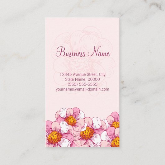 ソーシャルワーカー – ピンクブティックフラワーズ 名刺 (裏面)