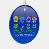 ソーシャルワーカー、フローラデザイン セラミックオーナメント (右)