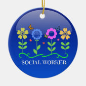 ソーシャルワーカー、フローラデザイン セラミックオーナメント (正面)