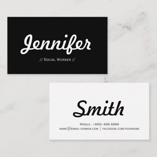 ソーシャルワーカー – ミニマルシンプル簡潔 名刺 (正面/裏面)