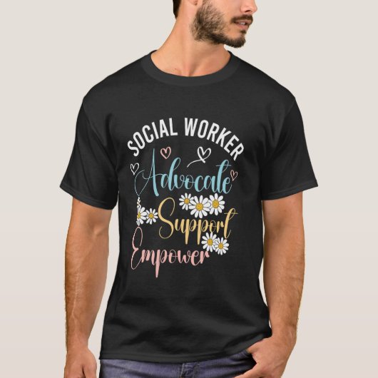 ソーシャルワーカー 花 レトロ 社会福祉士 ヴィンテージ Tシャツ (正面)