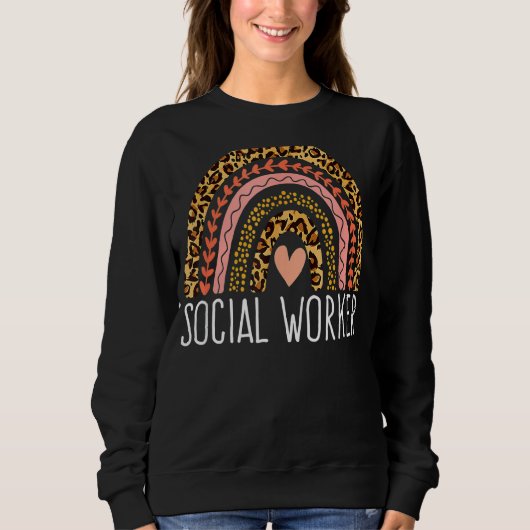 ソーシャルワーカーLeopard Rainbow Social Work Women Gi スウェットシャツ (正面)