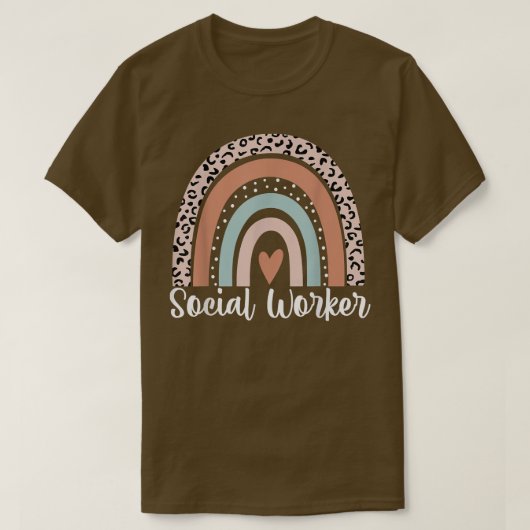 ソーシャルワーカーRainbow Leopardおもしろい Social Worker Tシャツ (デザイン正面)