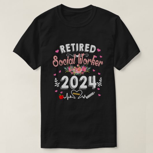 ソーシャルワーカ退職したークラス2024先生退職した Tシャツ (デザイン正面)