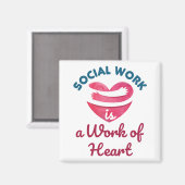 ソーシャルワークはソーシャルワーカーのハート作品 マグネット (正面/裏面)