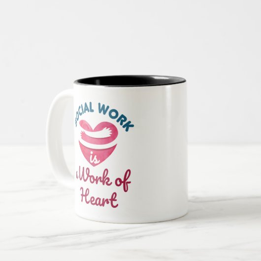 ソーシャルワークはソーシャルワーカーハートの仕事 ツートーンマグカップ (正面左)