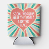 ソーシャルワーク引用文かわいいハートソーシャルワーカー 缶クーラー (正面)